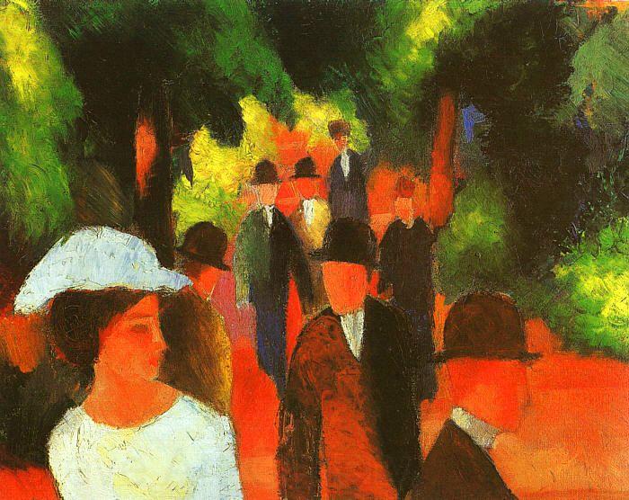 August Macke Promenade with Half Length of Girl in White Norge oil painting art